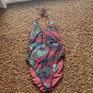 Tropical patterned one piece